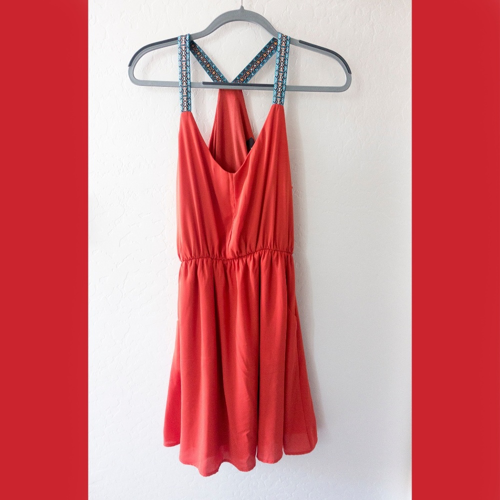 Orange summer dress with pockets NWOT